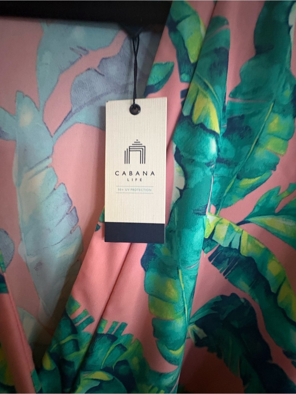 Cabana Life Pink Tropical Leaf One-Piece Swimsuit Cover-Up Jumper Romper - Picture 3 of 16